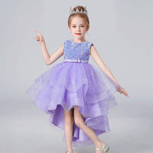 Sequin Lace Tuxedo Wedding Dress for Girls